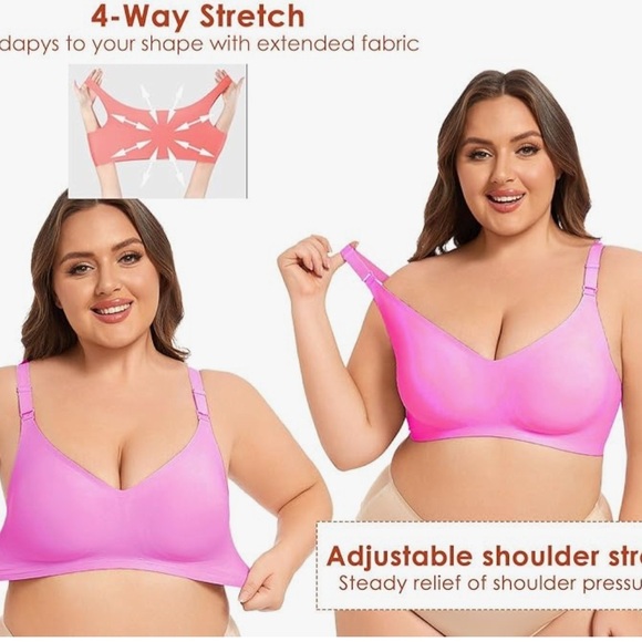Seamless Pink Convertible T-Shirt Bra with Criss-Cross Detail - Picture 5 of 6